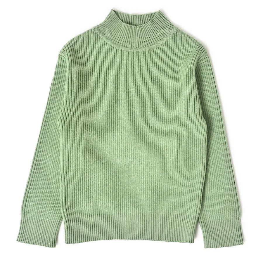 Misty Knitted Thermal Green Top with Turtle Neck
