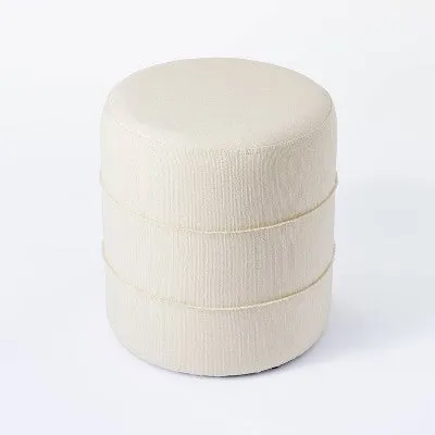Open Box - Catalina Mudcloth Round Ottoman Cream - Threshold designed with Studio McGee
