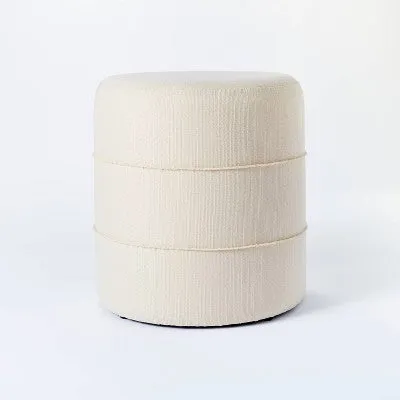 Open Box - Catalina Mudcloth Round Ottoman Cream - Threshold designed with Studio McGee