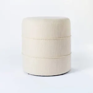 Open Box - Catalina Mudcloth Round Ottoman Cream - Threshold designed with Studio McGee