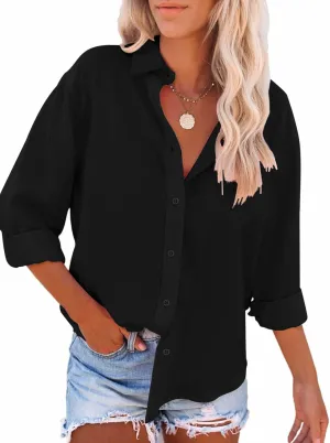 Paintcolors Womens Button Down Shirts Long Sleeve Dressy Casual Blouses Button Up Collared Shirts Tops for women
