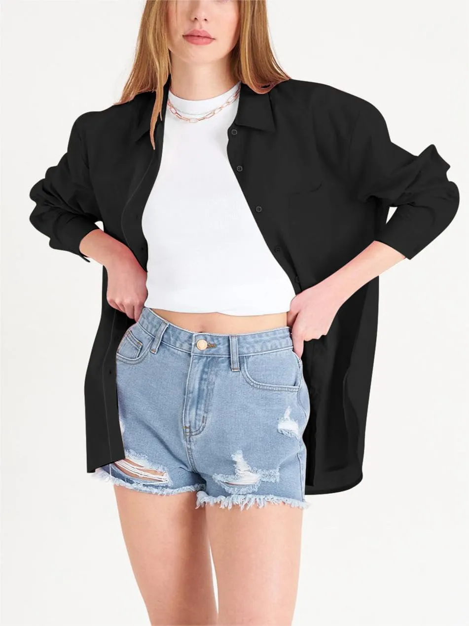 Paintcolors Womens Button Down Shirts Long Sleeve Dressy Casual Blouses Button Up Collared Shirts Tops for women