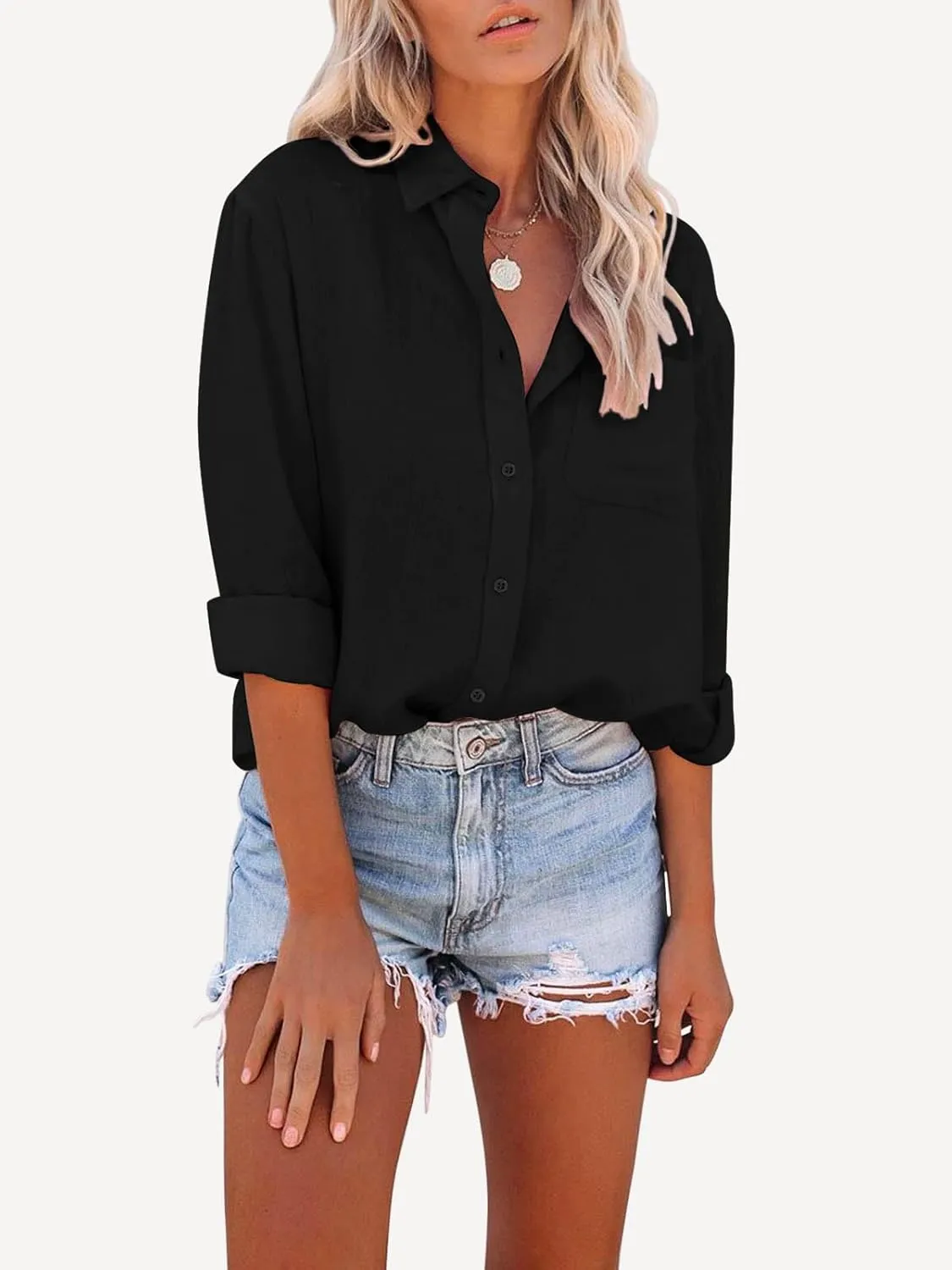 Paintcolors Womens Button Down Shirts Long Sleeve Dressy Casual Blouses Button Up Collared Shirts Tops for women
