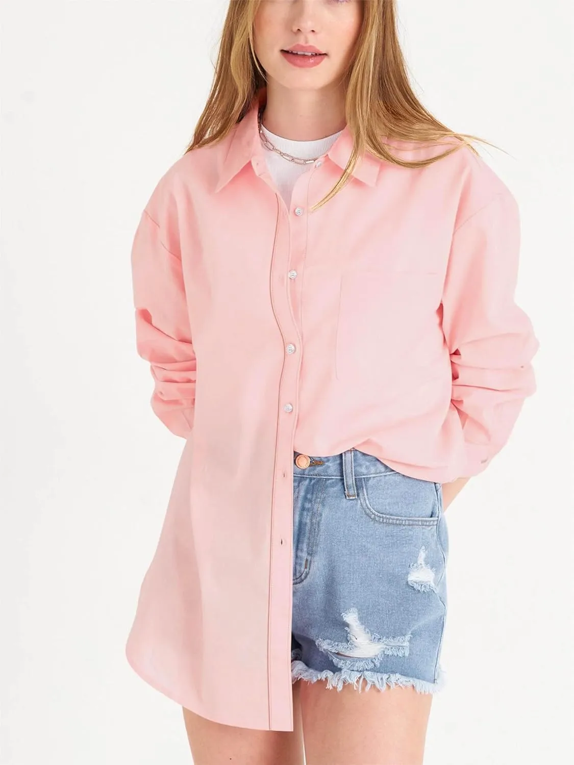 Paintcolors Womens Button Down Shirts Long Sleeve Dressy Casual Blouses Button Up Collared Shirts Tops for women