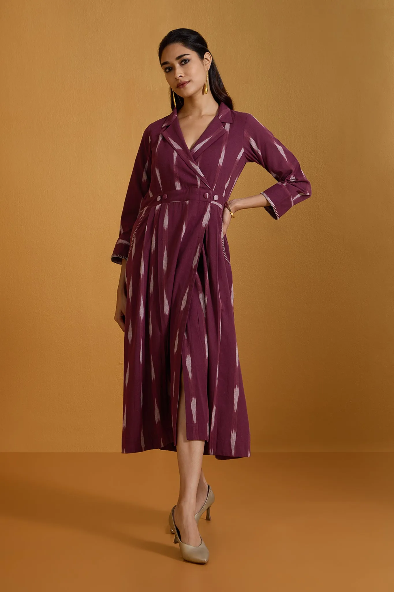 Plum Dusk Reverie Long Trench Dress