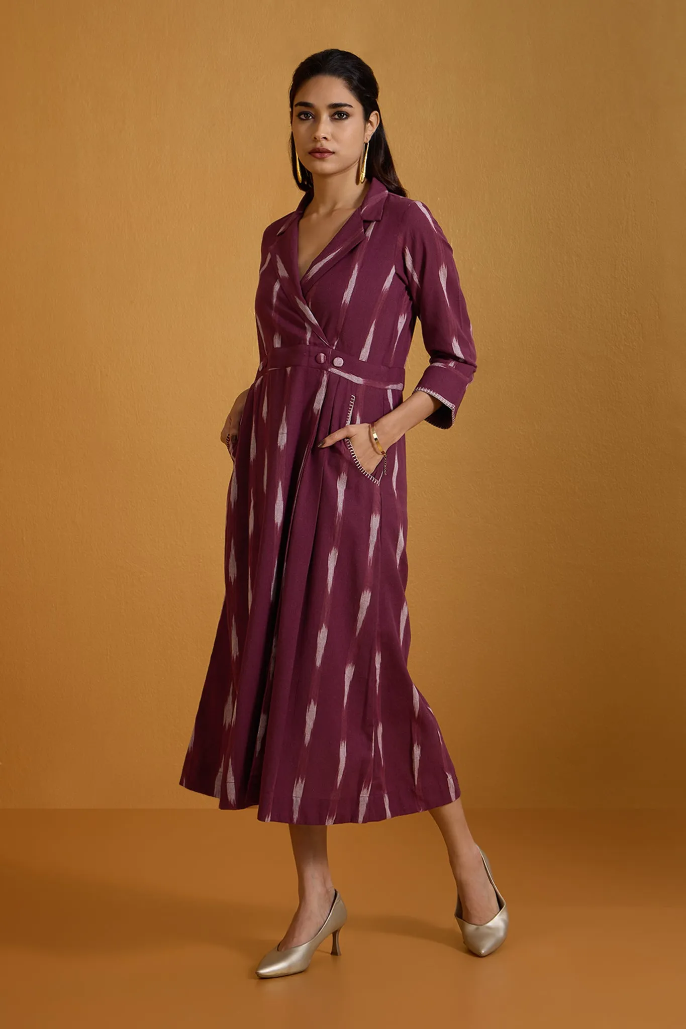 Plum Dusk Reverie Long Trench Dress