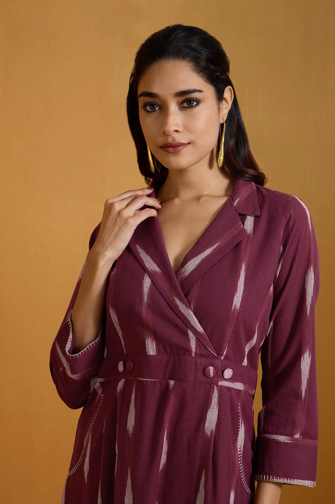 Plum Dusk Reverie Long Trench Dress