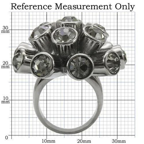 Ruthenium Brass Ring with Top Grade Crystal in Jet for Women Style 0W306