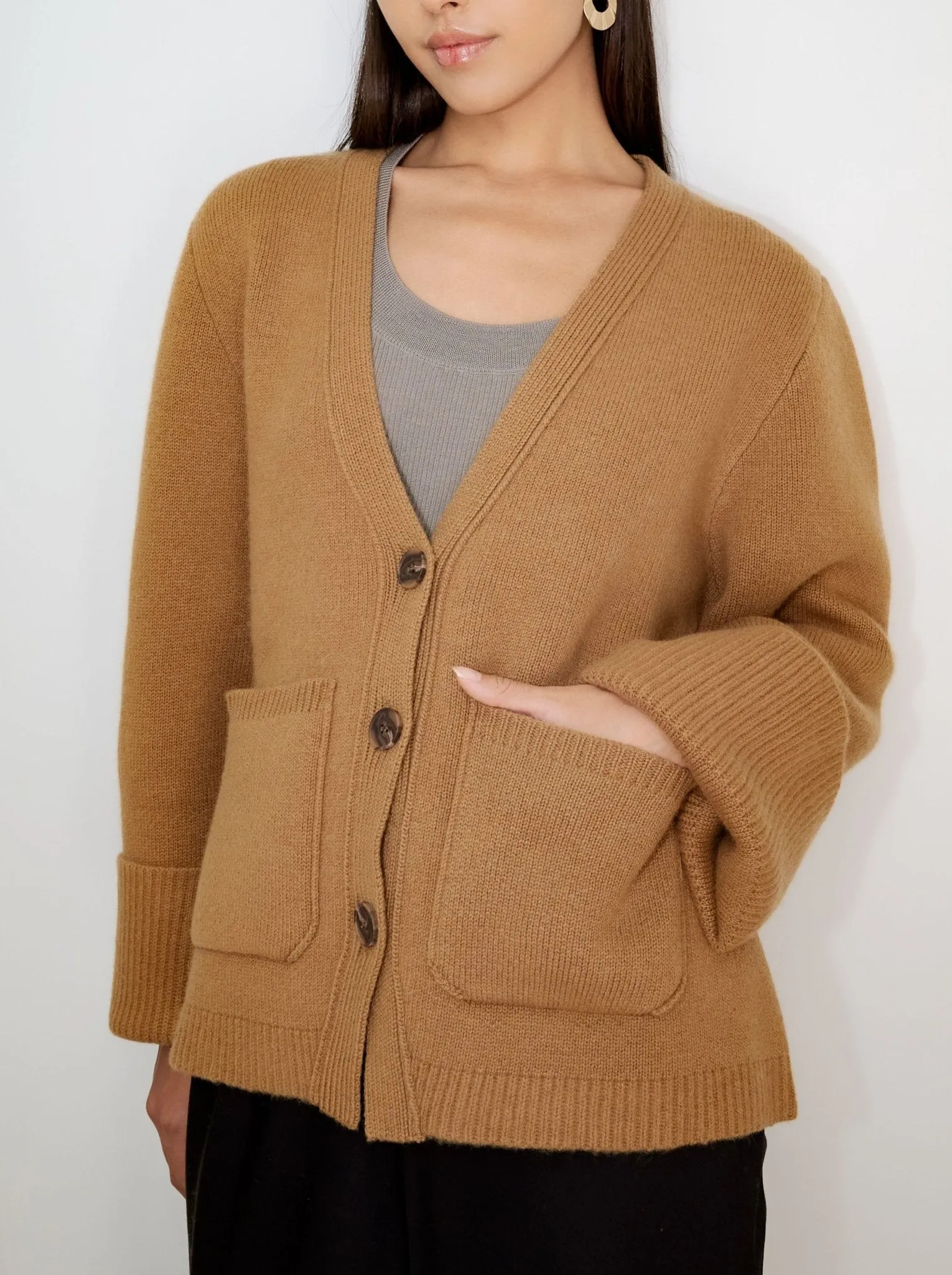 SCARLET oversized cashmere cardigan (Milktea)