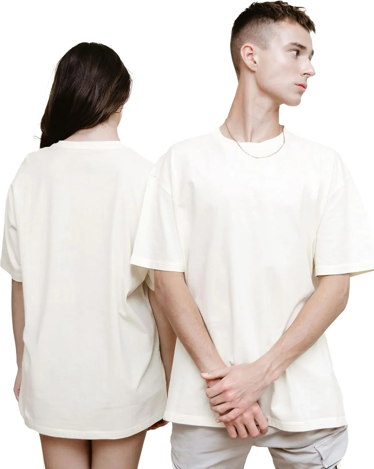 T-TAM Unisex Oversized T-Shirt for Women & Men - 100% Soft Cotton Crew Neck Short Sleeve - Basic Tee Shirt