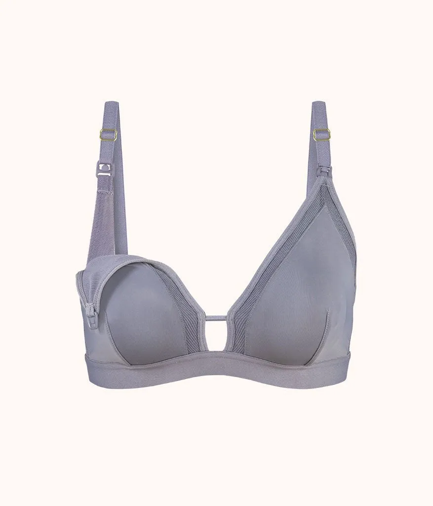 The Mesh Trim Nursing Bralette: Smoke