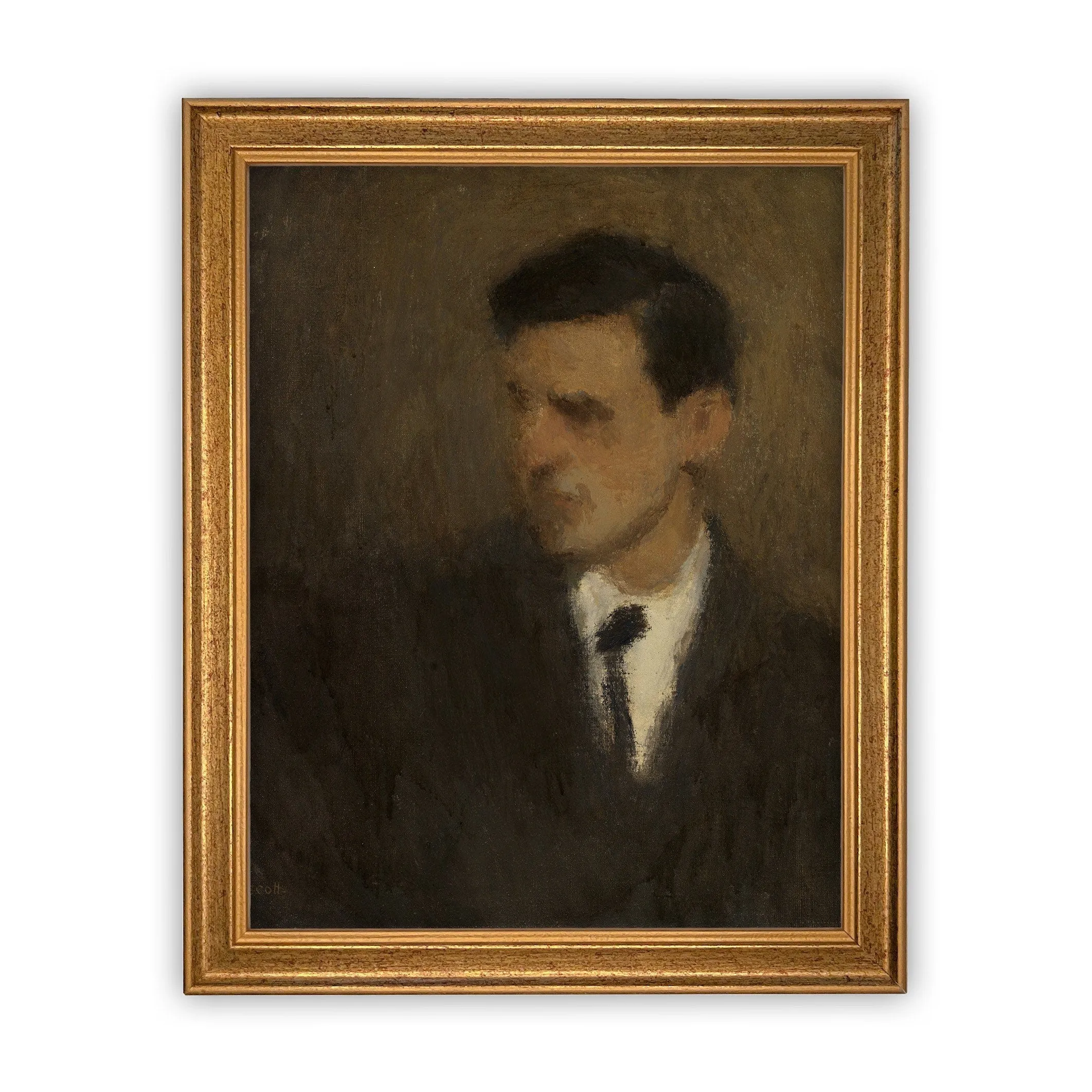 Vintage Framed Canvas Art Portrait of a Man #P-506