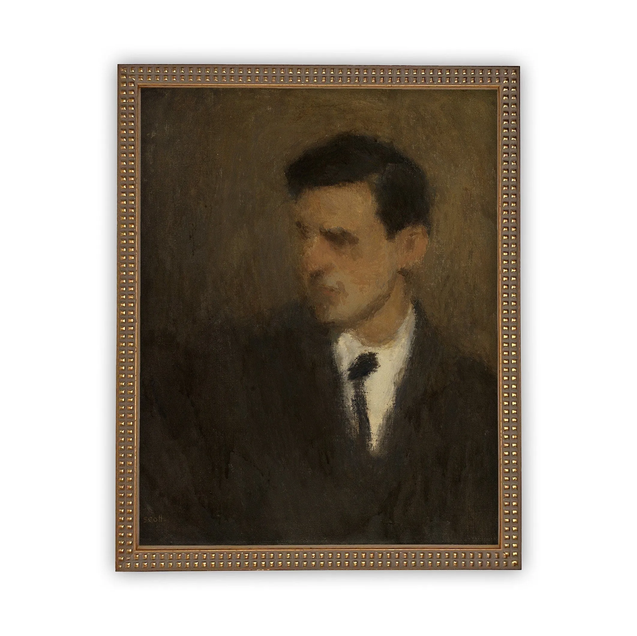 Vintage Framed Canvas Art Portrait of a Man #P-506
