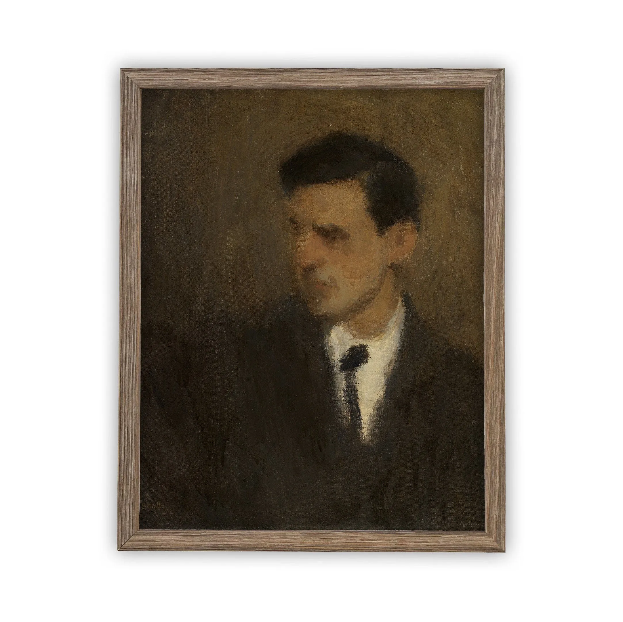 Vintage Framed Canvas Art Portrait of a Man #P-506
