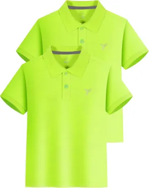 Youper 2-Pack Boys Performance Polo Shirt, Youth Quick Dry Short Sleeve School Uniform Polo Shirt